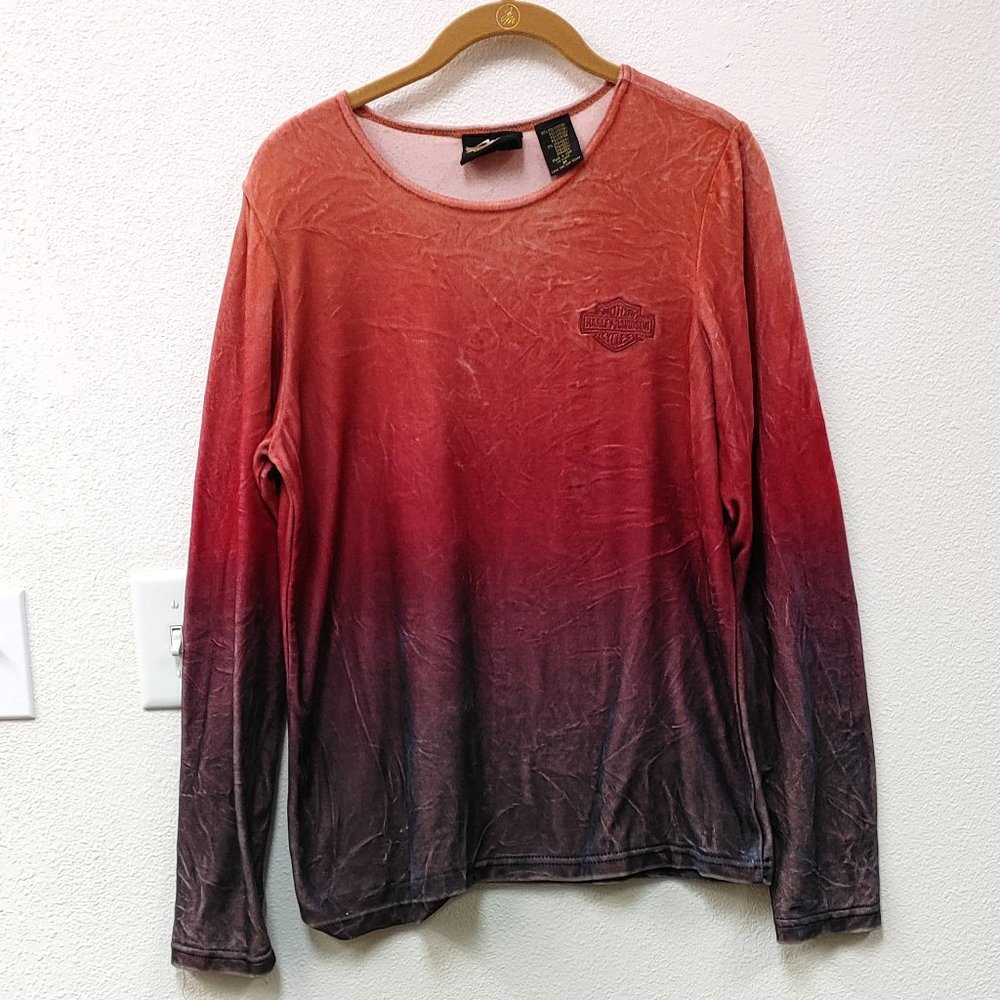HARLEY DAVIDSON SOFT VELOUR LIKE LONG SLEEVE OMBRE SHIRT size M